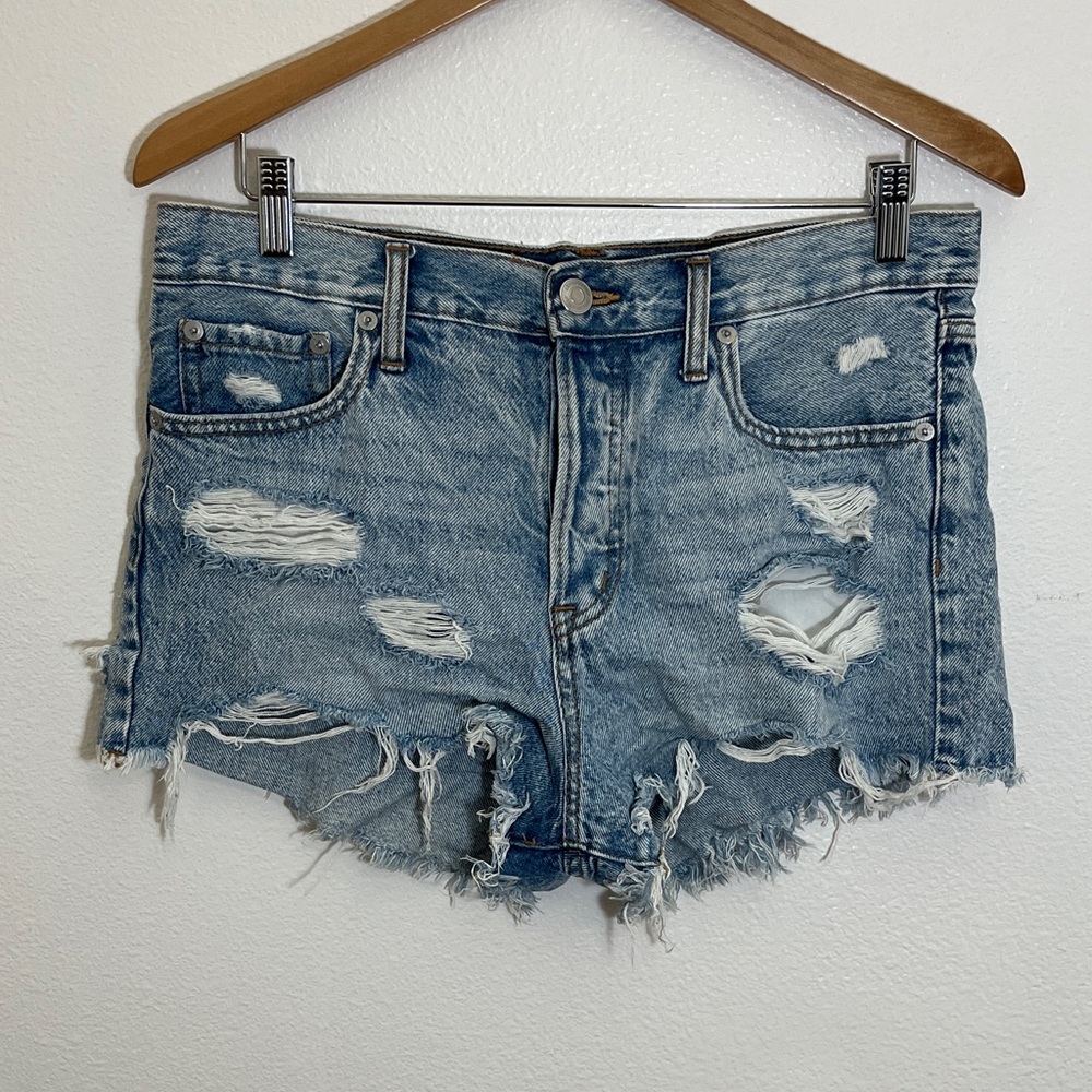 Aeropostale Boyfriend Short Distressed Denim Shorts